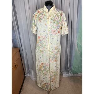 frolicking dress house coat floral pastel yellow